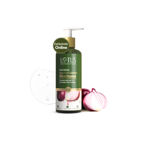 Lotus Botanicals Red Onion Hair Fall Control Shampoo | Sulphate, Silicon & Chemical Free | All Hair Types | 300ml