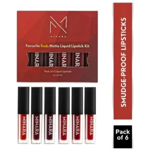 MINARA Matte Liquid Lipstick Kit Pack of 6 - Reds (Red, 15 ml)